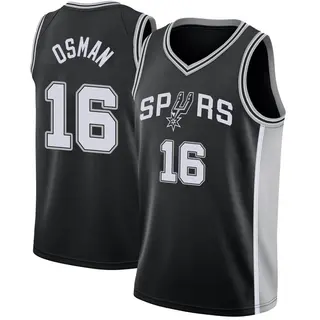 Men's Cedi Osman San Antonio Spurs Black Jersey - Icon Edition - Swingman