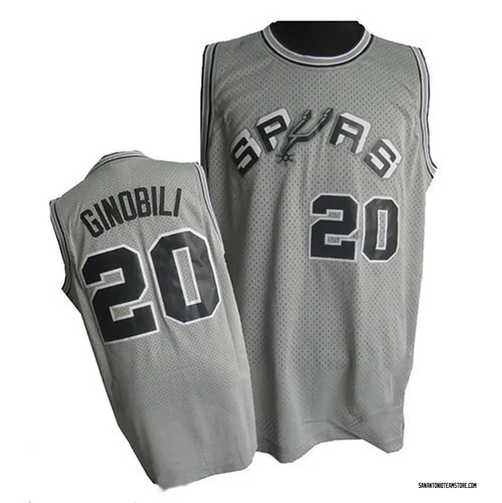 Men's Manu Ginobili San Antonio Spurs Grey Throwback Jersey - Authentic