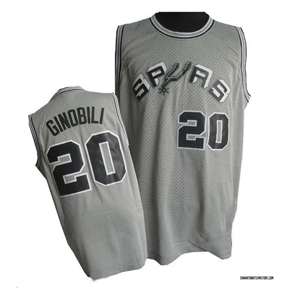 Men's Manu Ginobili San Antonio Spurs Grey Throwback Jersey - Swingman