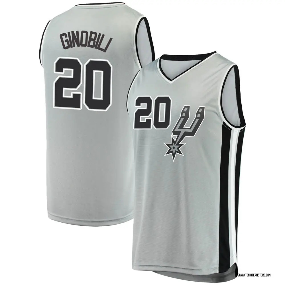 Men's Manu Ginobili San Antonio Spurs Silver Jersey - Statement Edition - Fast Break