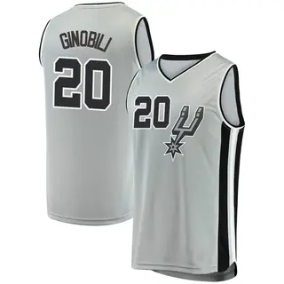 Men's Manu Ginobili San Antonio Spurs Silver Jersey - Statement Edition - Fast Break