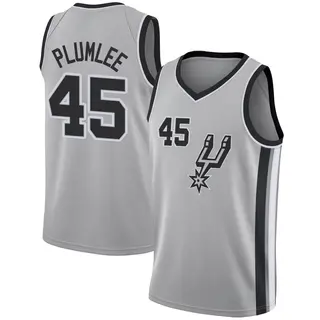 Men's Mason Plumlee San Antonio Spurs Silver Jersey - Statement Edition - Swingman