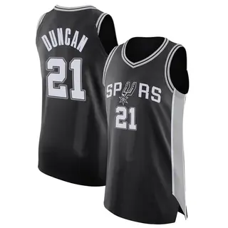 Men's Tim Duncan San Antonio Spurs Black Jersey - Icon Edition - Authentic