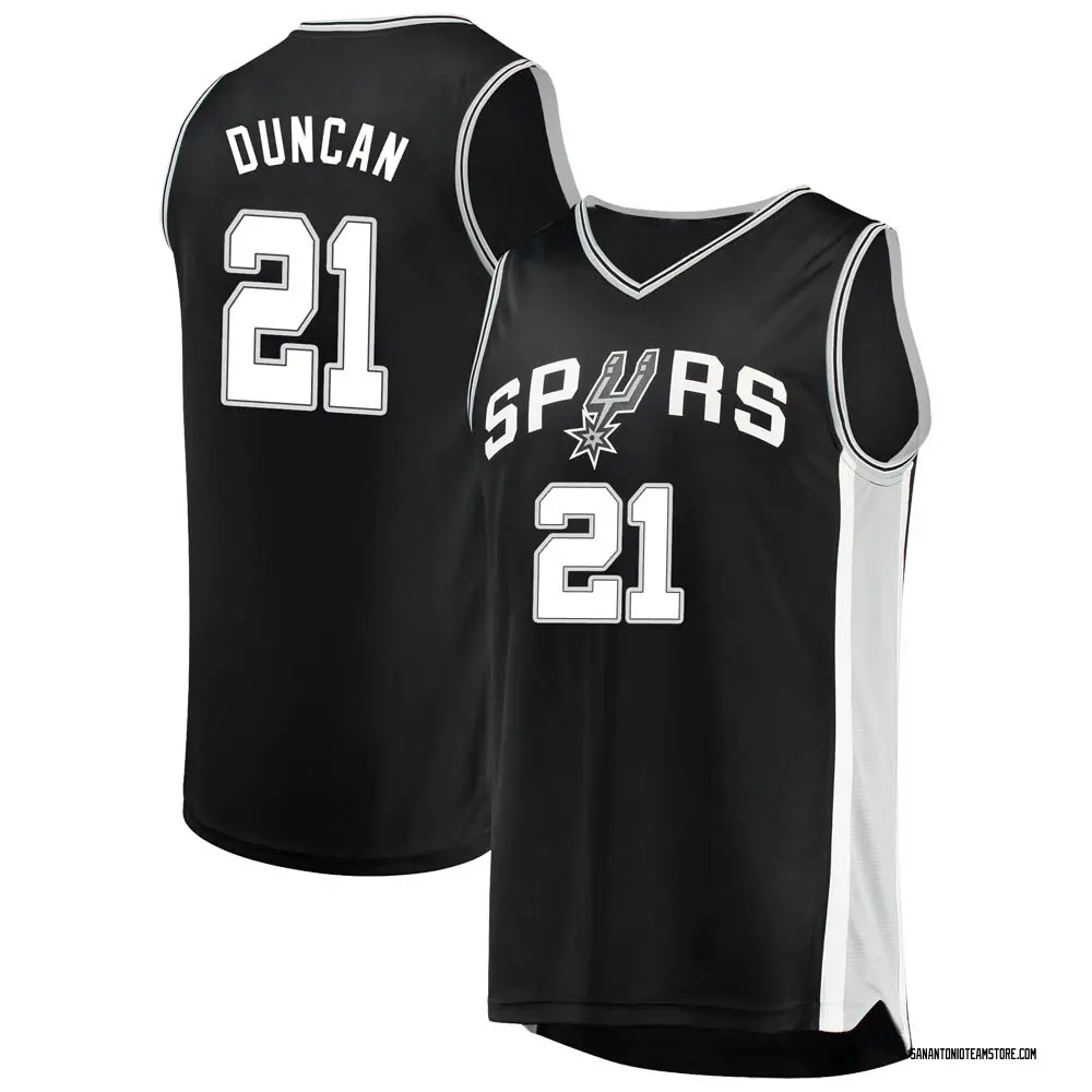 Men's Tim Duncan San Antonio Spurs Black Jersey - Icon Edition - Fast Break