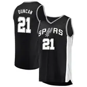 Men's Tim Duncan San Antonio Spurs Black Jersey - Icon Edition - Fast Break