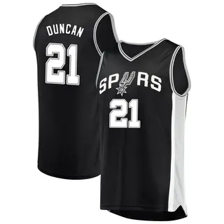 Men's Tim Duncan San Antonio Spurs Black Jersey - Icon Edition - Fast Break