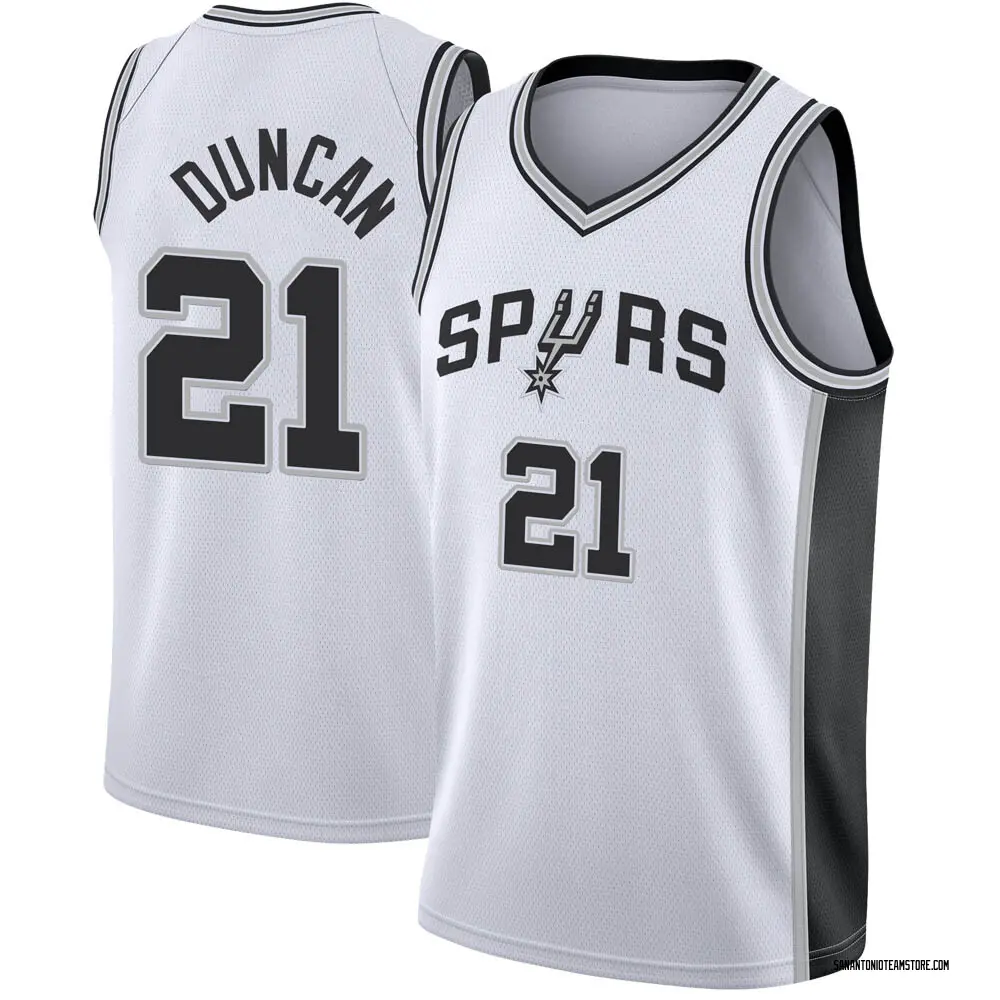 Men's Tim Duncan San Antonio Spurs White Jersey - Association Edition - Fast Break