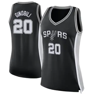 Women's Manu Ginobili San Antonio Spurs Black Jersey - Icon Edition - Swingman