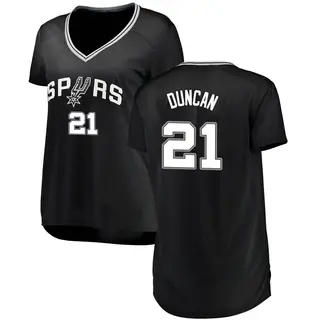 Women's Tim Duncan San Antonio Spurs Black Jersey - Icon Edition - Fast Break