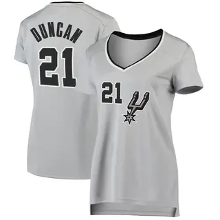 Women's Tim Duncan San Antonio Spurs Silver Jersey - Statement Edition - Fast Break