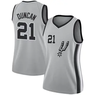 Women's Tim Duncan San Antonio Spurs Silver Jersey - Statement Edition - Swingman
