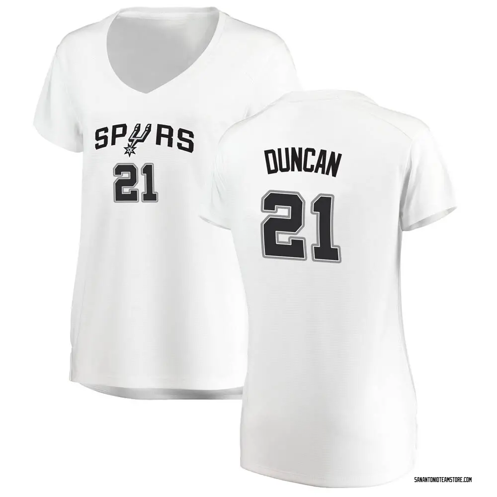 Women's Tim Duncan San Antonio Spurs White Jersey - Association Edition - Fast Break