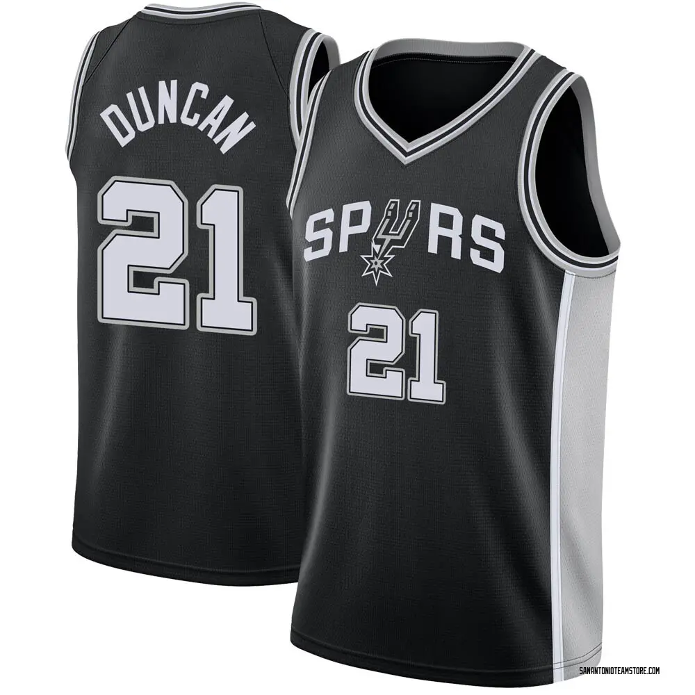 Youth Tim Duncan San Antonio Spurs Black Jersey - Icon Edition - Swingman