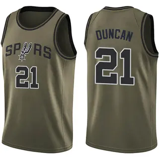 Youth Tim Duncan San Antonio Spurs Green Salute to Service Jersey - Swingman