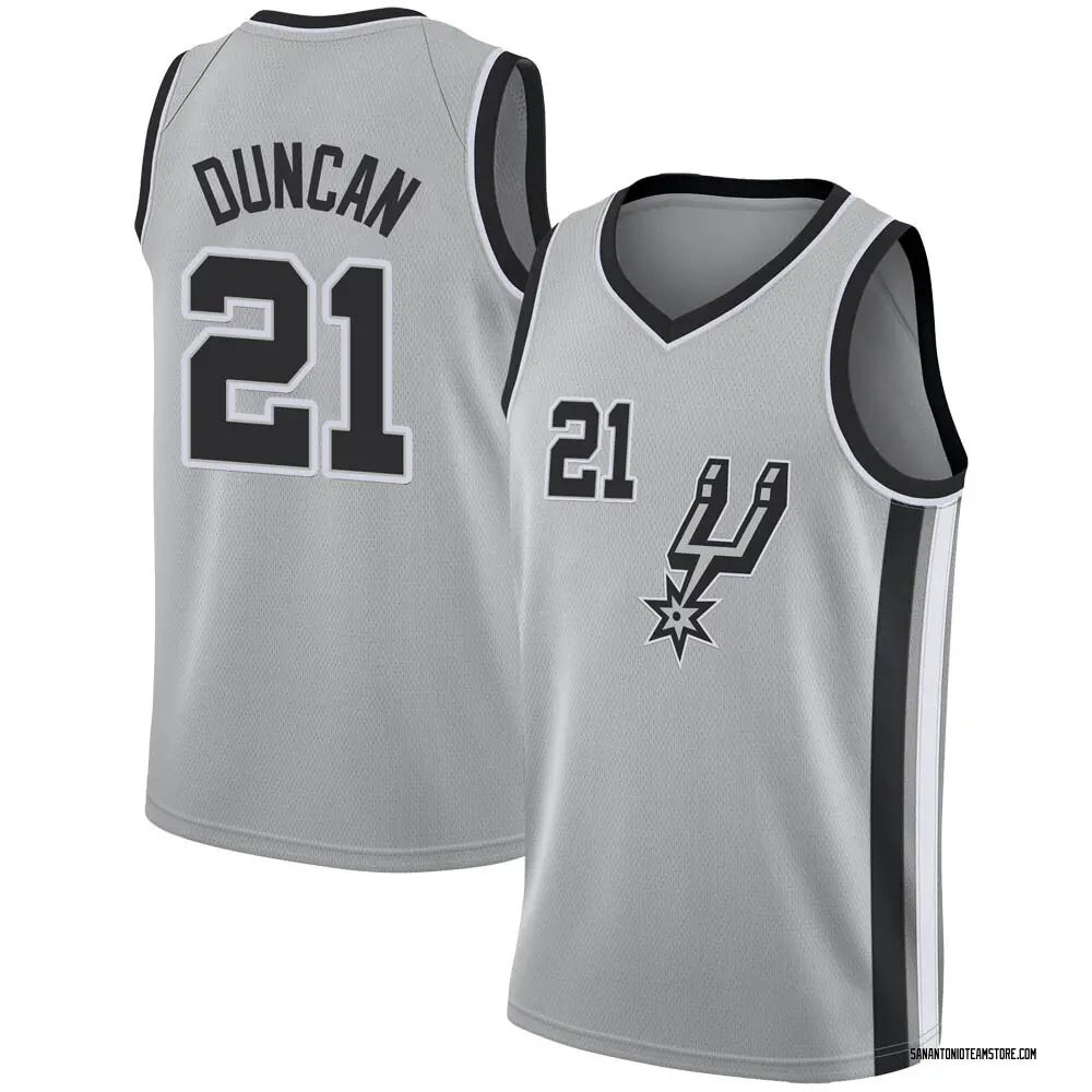 Youth Tim Duncan San Antonio Spurs Silver Jersey - Statement Edition - Swingman